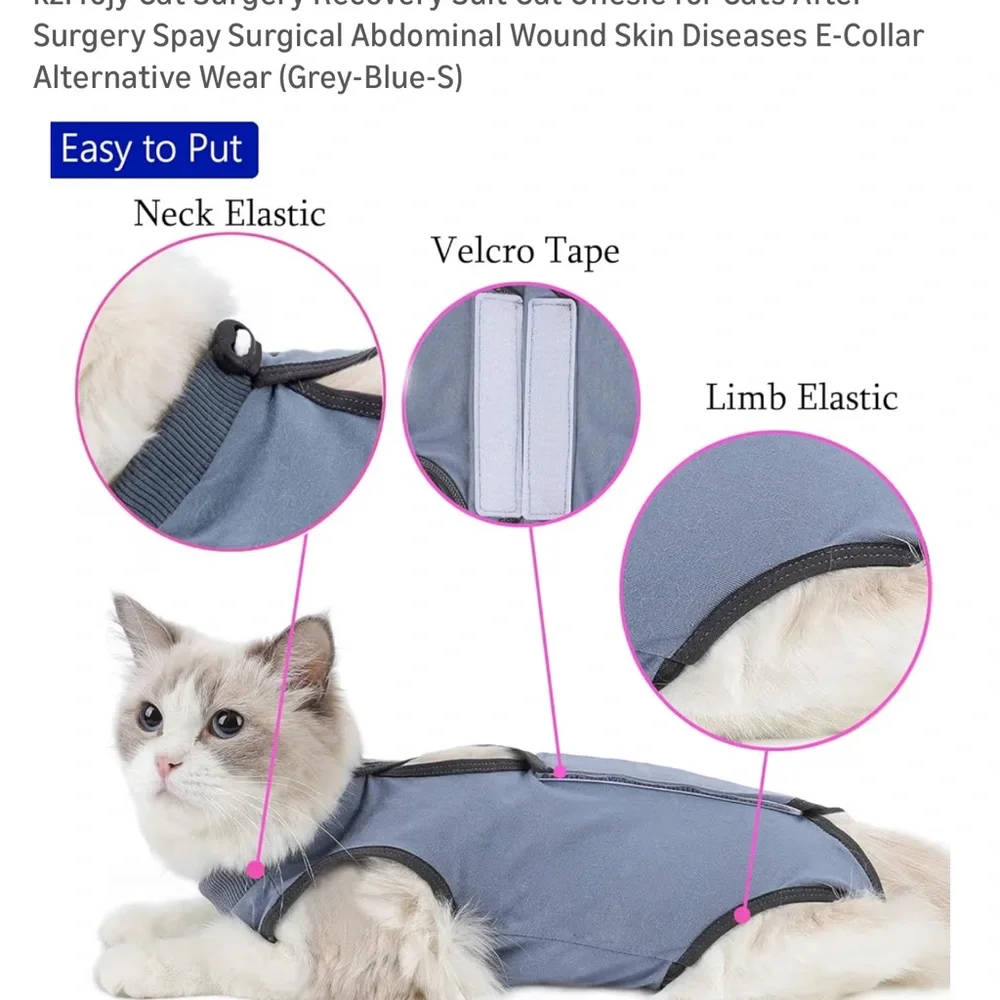Cat Size Small- Gray-Blue Surgical Recovery Suit